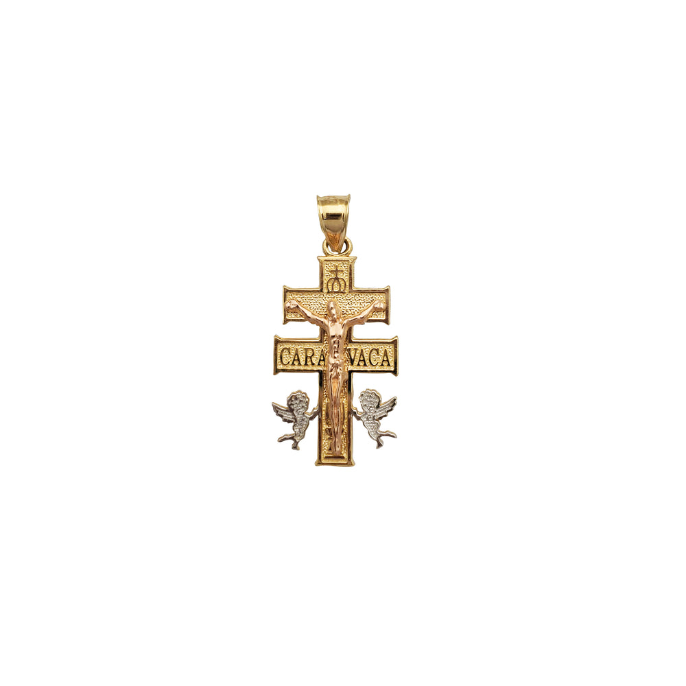 Tricolor Caravaca Crucifix Pendant (14K)