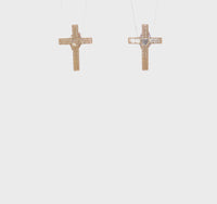 Textured Satin Heart Cross Friction Stud Earrings (14K) 360 - Popular Jewelry - New York