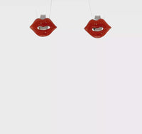 Enamel Red Lips Stud Earrings (Silver)