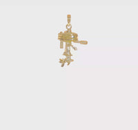 3-D Glossy Textured Boat Engine Pendant (14K)