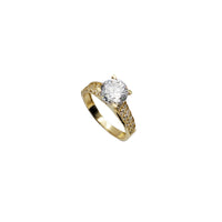 CZ Pinstripe Accent Zirconia Engagement Ring (14K)
