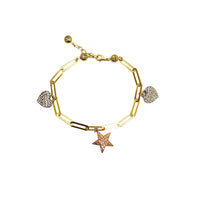 Hearts and Star Charm Bracelet (14K).