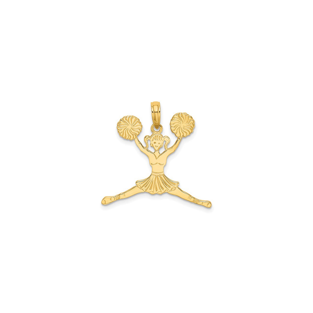 Jumping Cheerleader with Pom Poms Pendant (14K)
