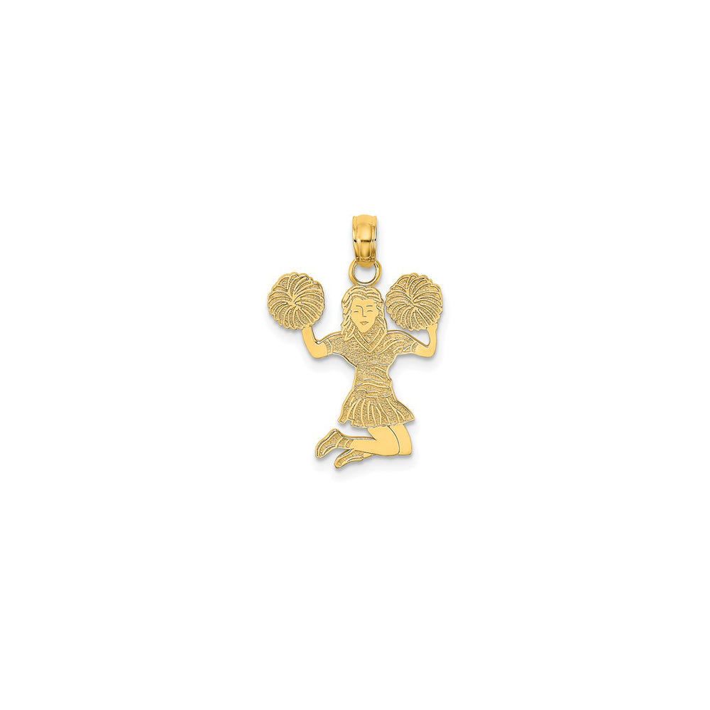 Cheerleader Jumping with Pom Poms Pendant (14K)