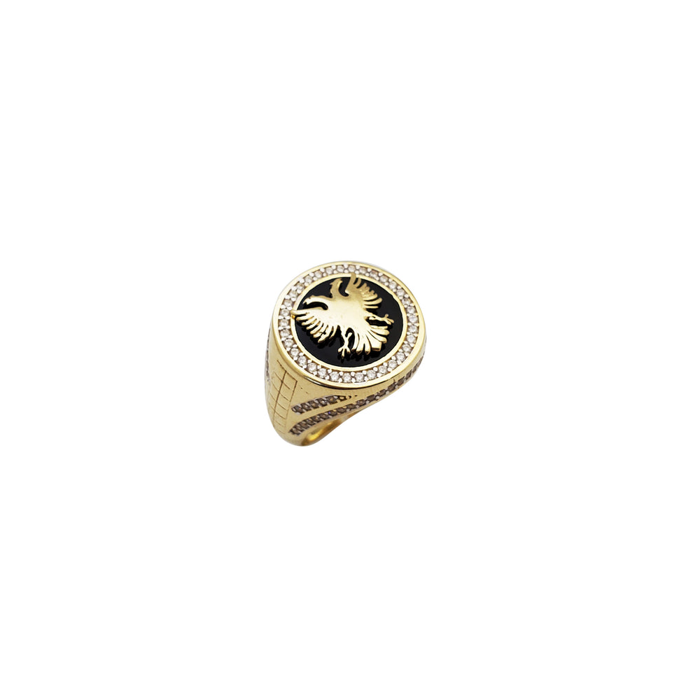 Round Cubic Zirconia Albanian Eagle Ring (14K)