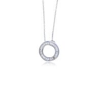 Baguette Cz Open Circle Necklace (Silver)