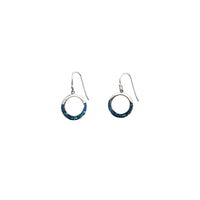 Circle Outline Opal Drop Earrings (Silver)