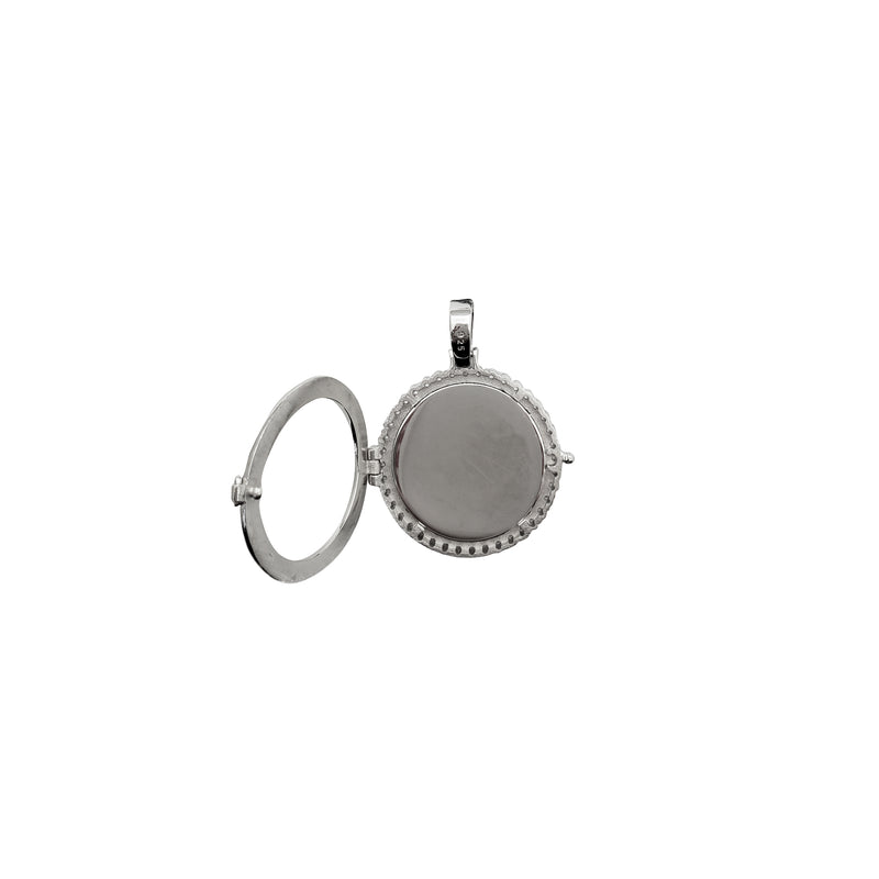 Circle Baguette & Round Picture Pendant (Silver)