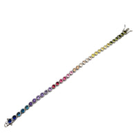 Round Multi-Color Tennis Bracelet (Silver)