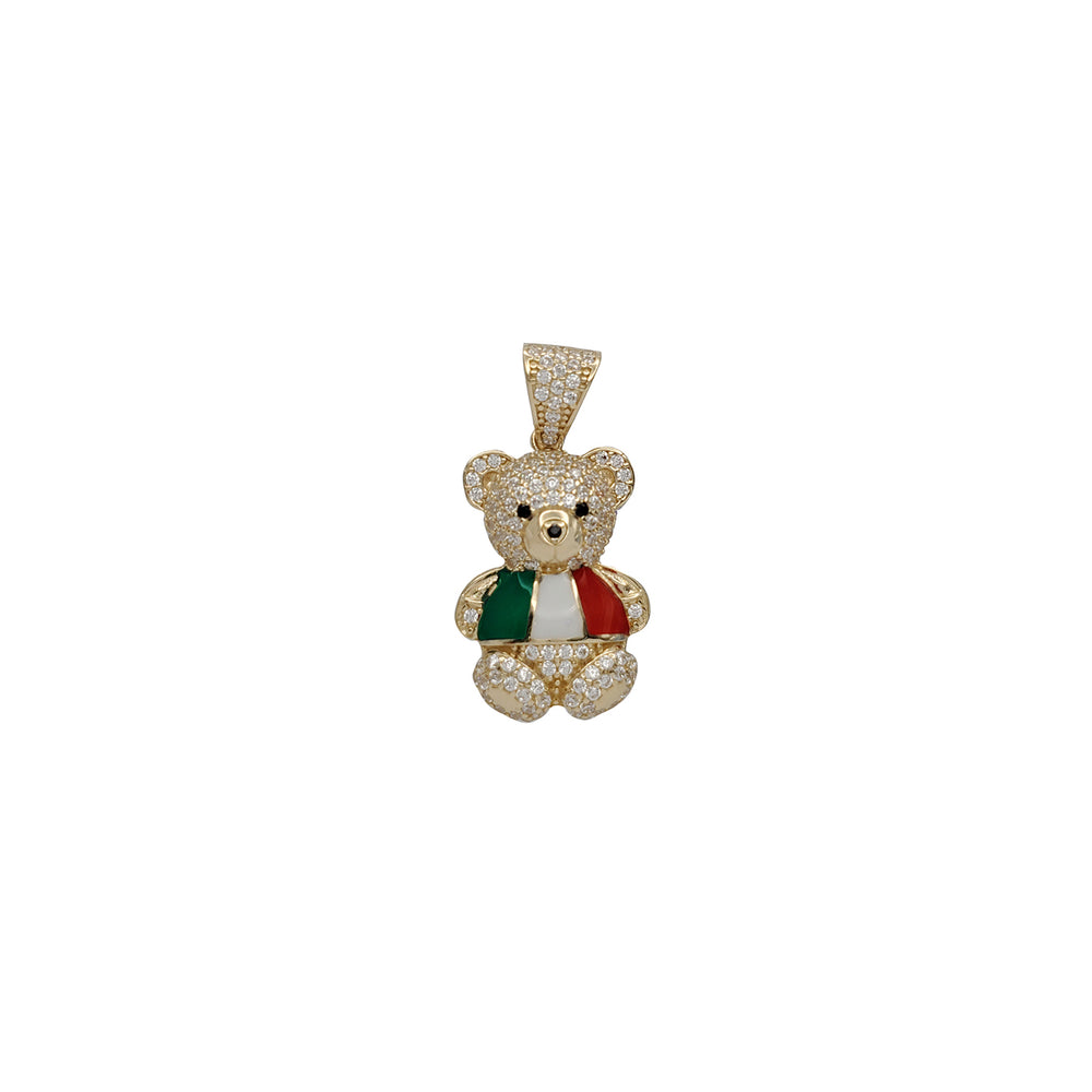Stoneset Mexican/Italian Teddy Bear Pendant (14K)