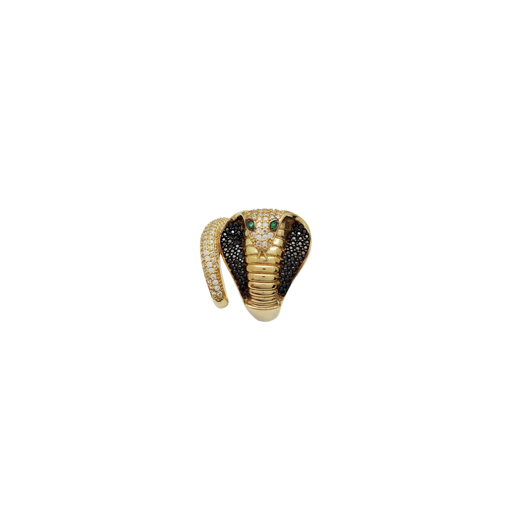 Iced-Out Coiled Cobra Ring (14K)