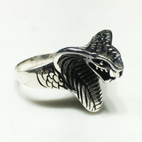 Anell de cap de cobra d'acabat antic (plata) - Popular Jewelry