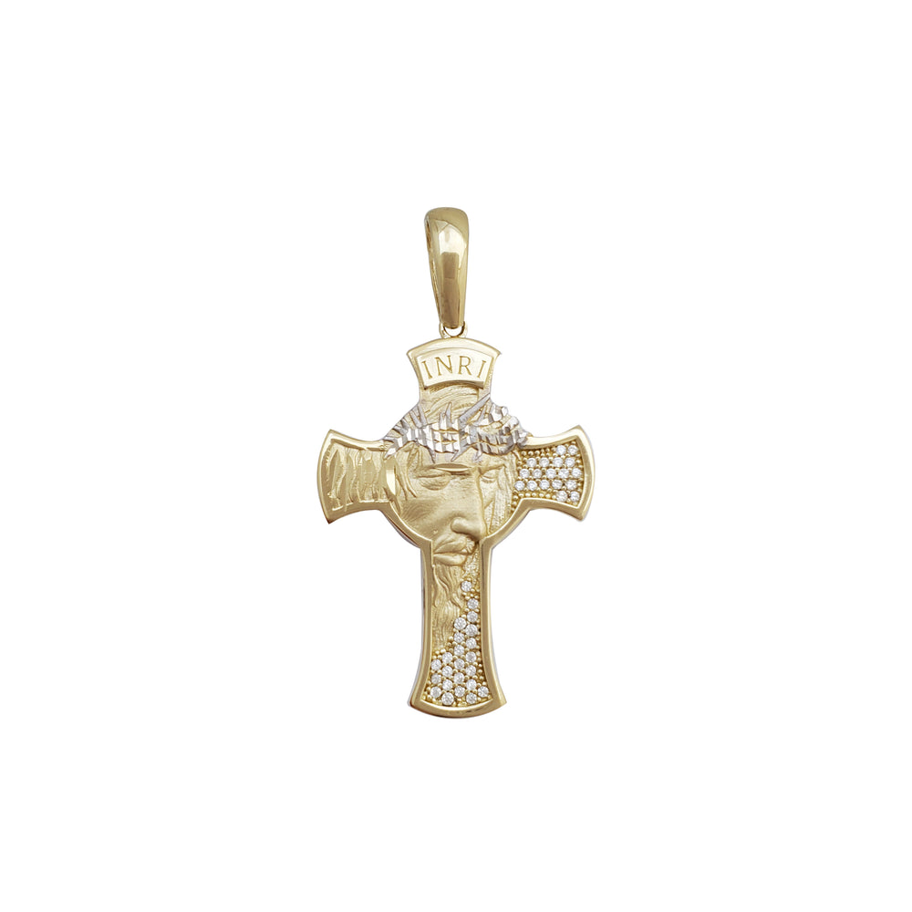 Stoneset "Gaze of Jesus" Cross Pendant (14K)