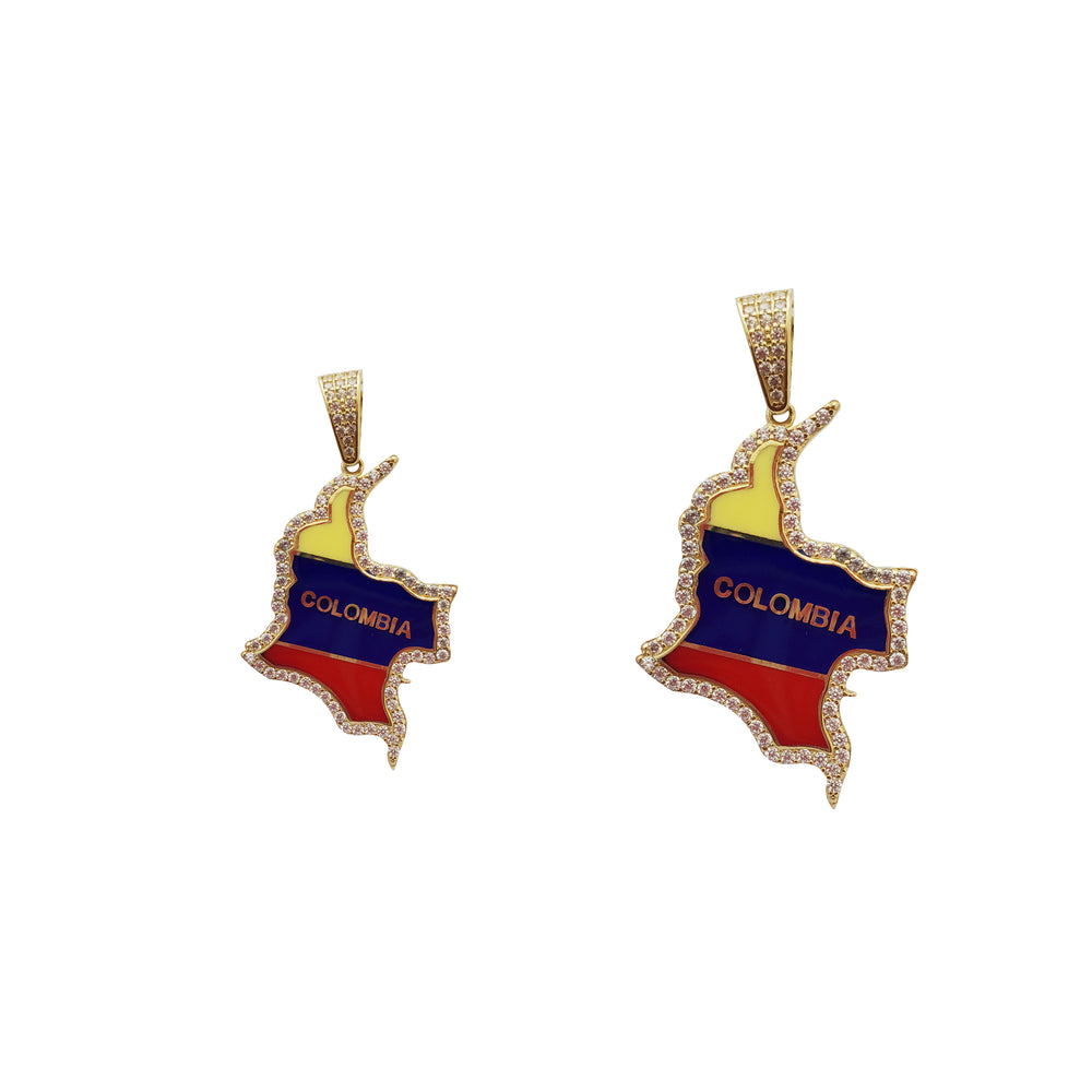 Enamel Colombia Country Pendant (14K)
