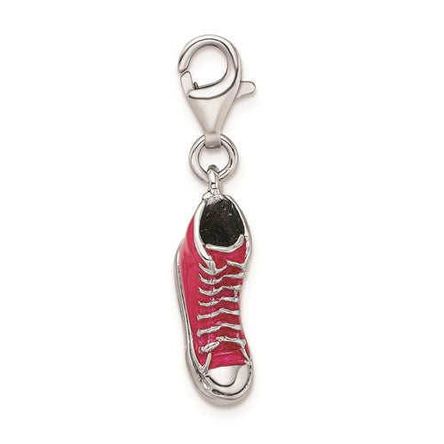 3-D Enameled High Top Shoe Charm (Silver)