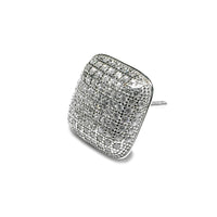 Iced-Out Convex Square Stud Earring (Siliva)