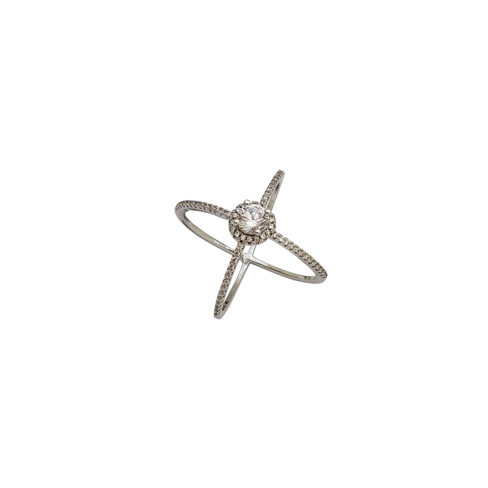 Zirconia Criss Cross Ring (Silver)