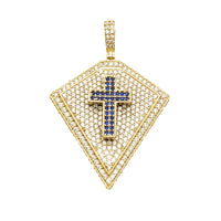 CZ Cross Rhombus Pendant (14K)