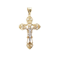 Two-Tone Filigree INRI Crucifix Pendant (14K)
