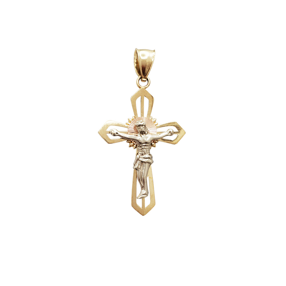 Tricolor Passion Crucifix Pendant (14K)