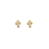 Fancy Cubic Zirconia Cross Earrings (14K)