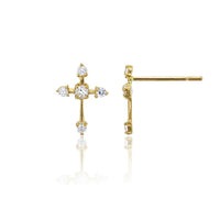 CZ Cross Stud Earrings (14K)
