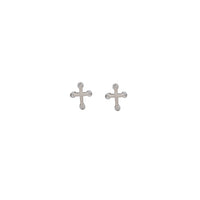 Zirconia Cross Stud Earrings (Silver)