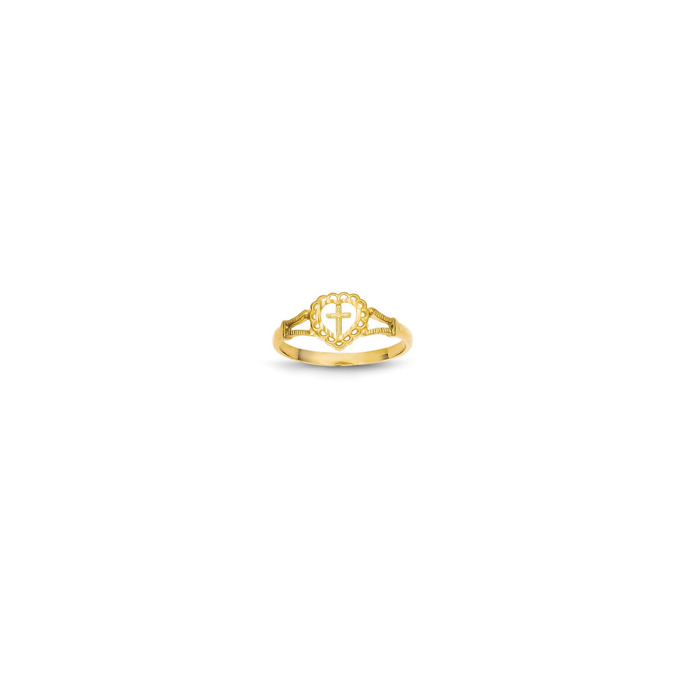 Baby-Sized Cross Heart Ring (14K)