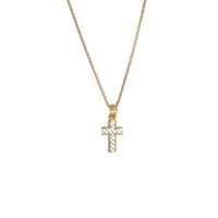 Two-Tone Diagonal Cross Fancy Necklace (14K)