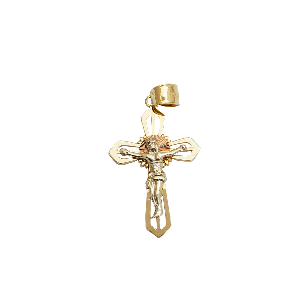 Tricolor Cross Pendant (14K)