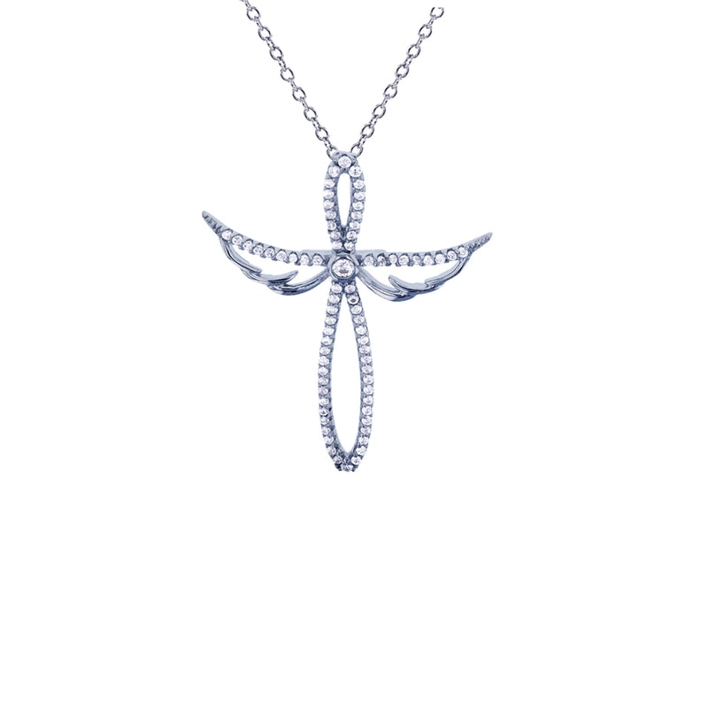 Cross with Angel Necklace (Silver)