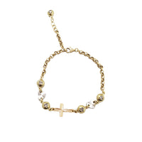 Zirconia Heart & Cross Rolo Fancy Bracelet (14K)