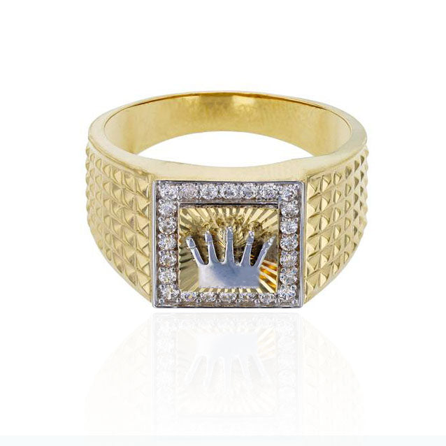 Square Crown CZ Ring (14K)