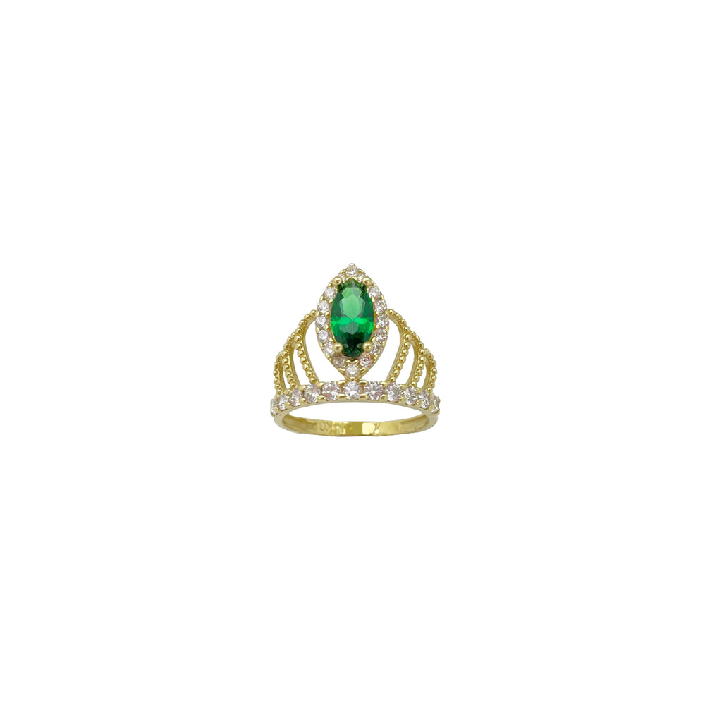 Green Zirconia Marquise Tiara Ring (14K)