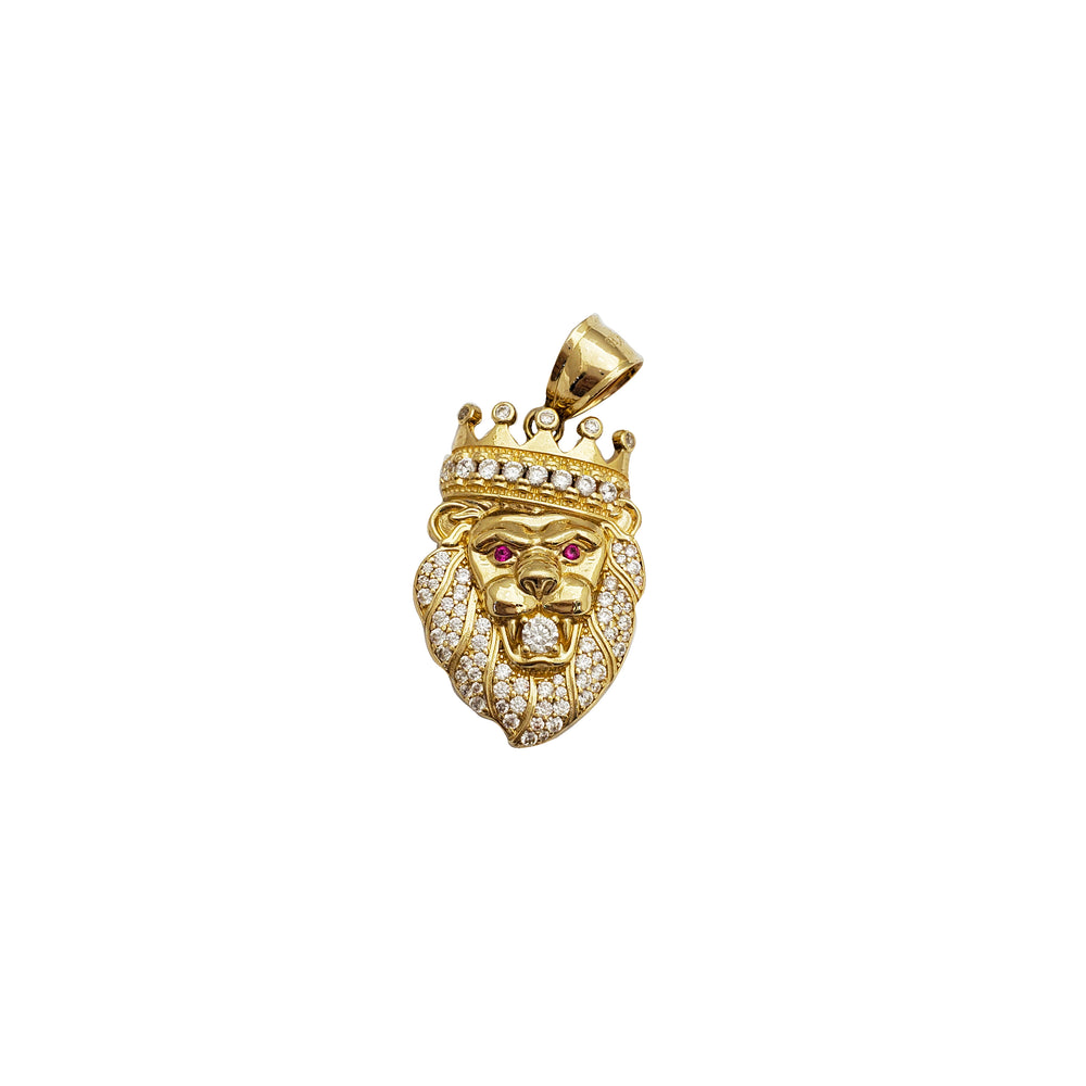 Crown Lion Head Pendant (14K)