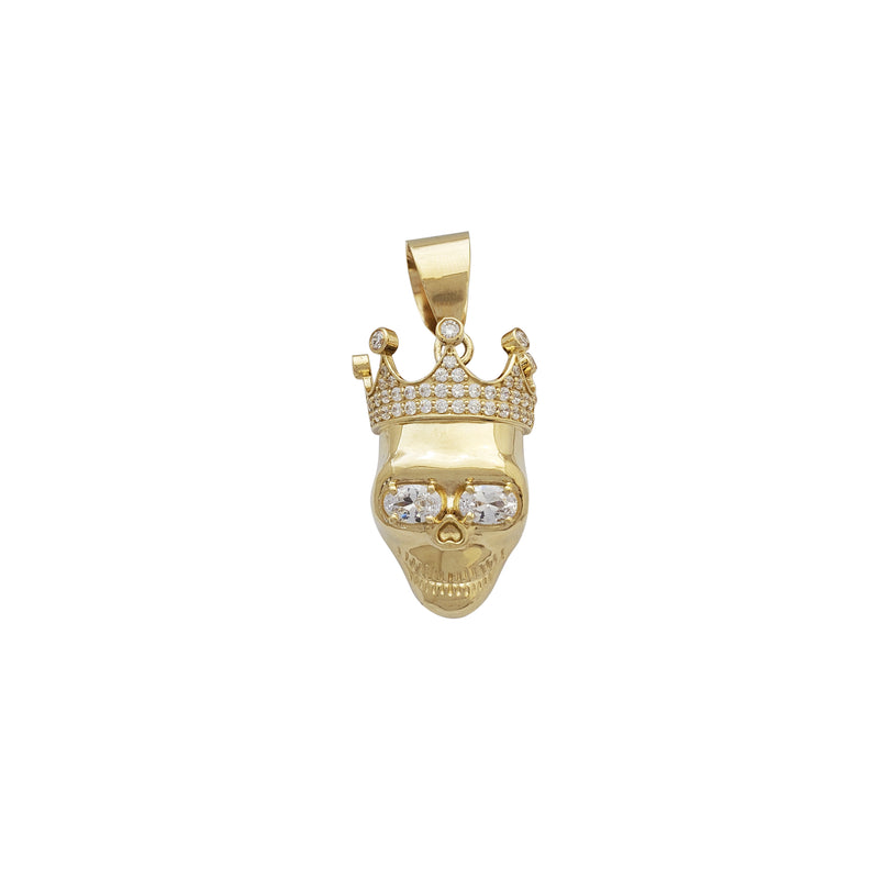 Iced-Out Crown Skull Pendant (14K)