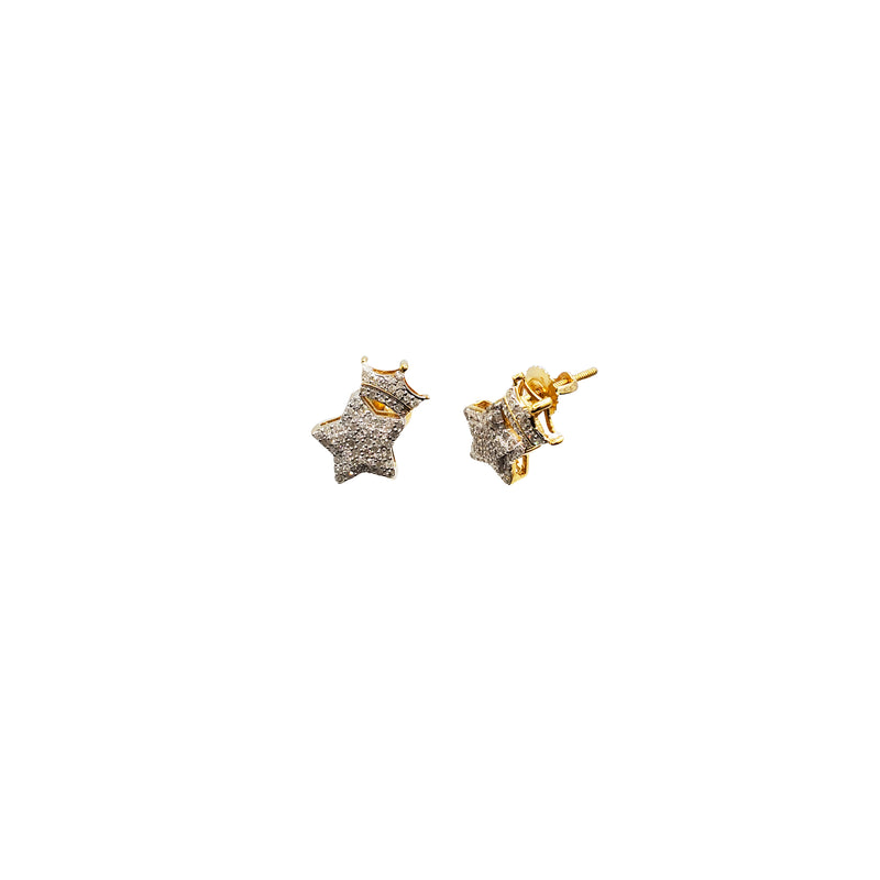 Diamond Crown Star Stud Earrings (14K)