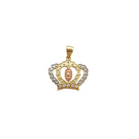 Two Tone Crown With Virgin Mary CZ Pendant (14K)