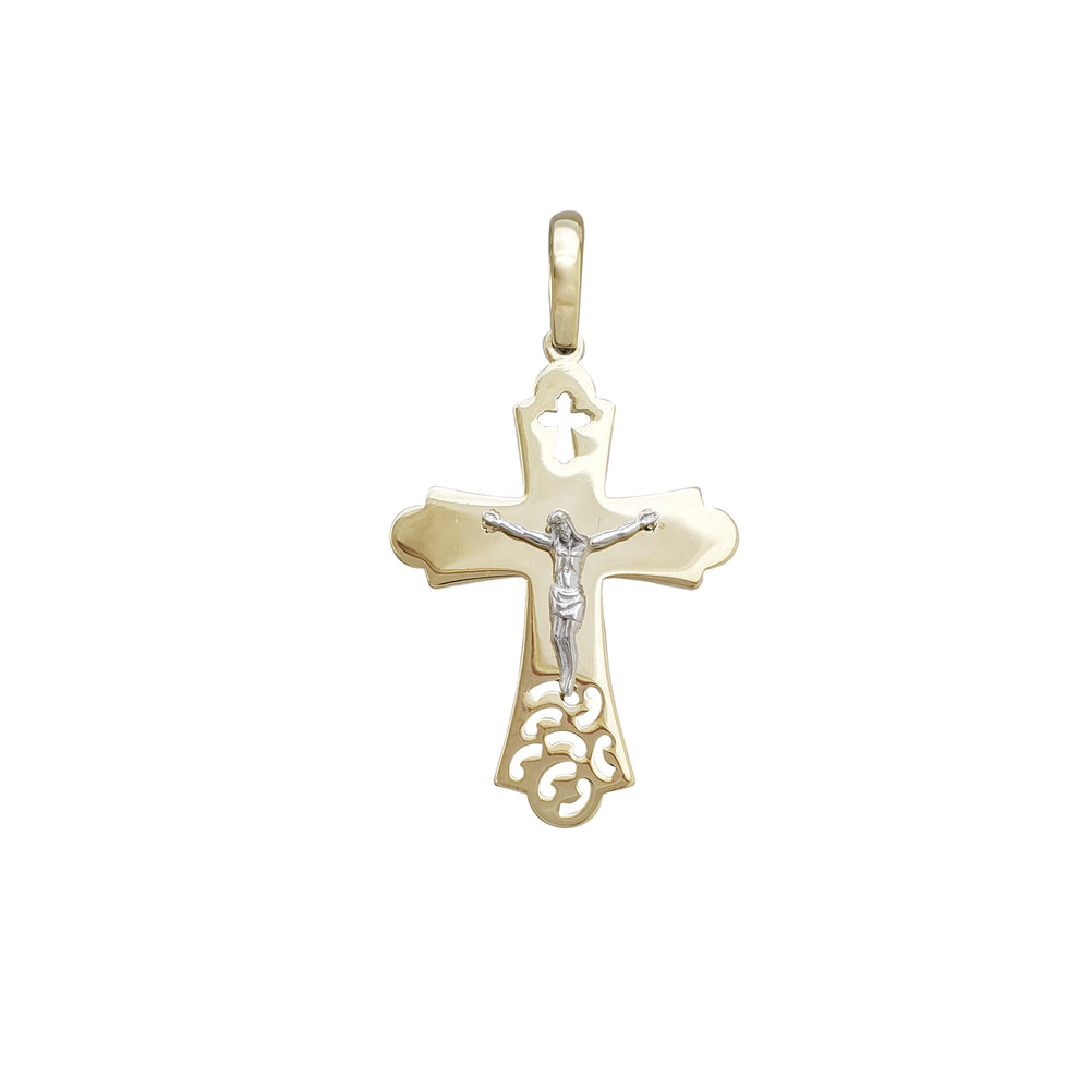 Two Tone Crucifix Pendant (14K)