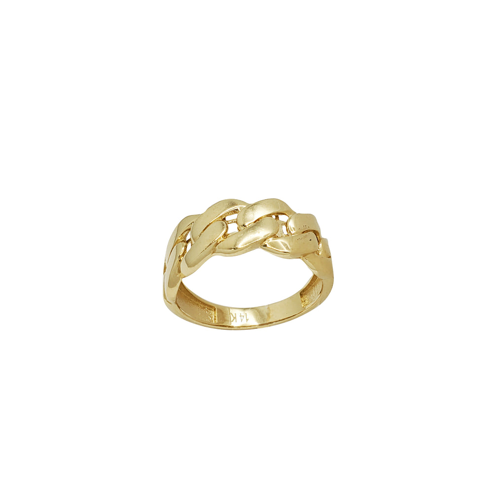 Yellow Gold Plain Cuban Ring (14K)