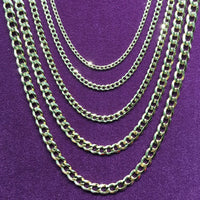 ਫਲੈਟ-ਲਿੰਕ ਕਿubਬਾ ਚੇਨ ਸਿਲਵਰ (ਪੀਲਾ) - Popular Jewelry
