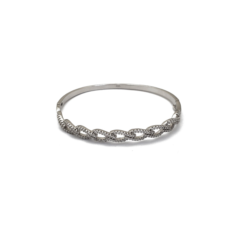 Iced Out Cuban Link Bangle (Silver)