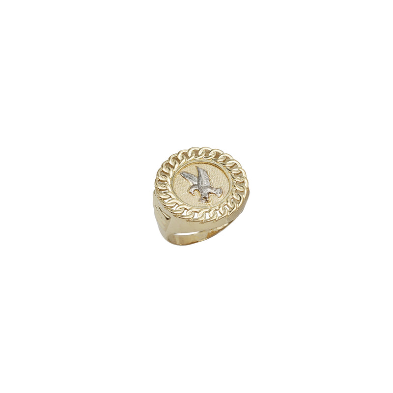 Cuban Link Two Tone Eagle Ring (14K)