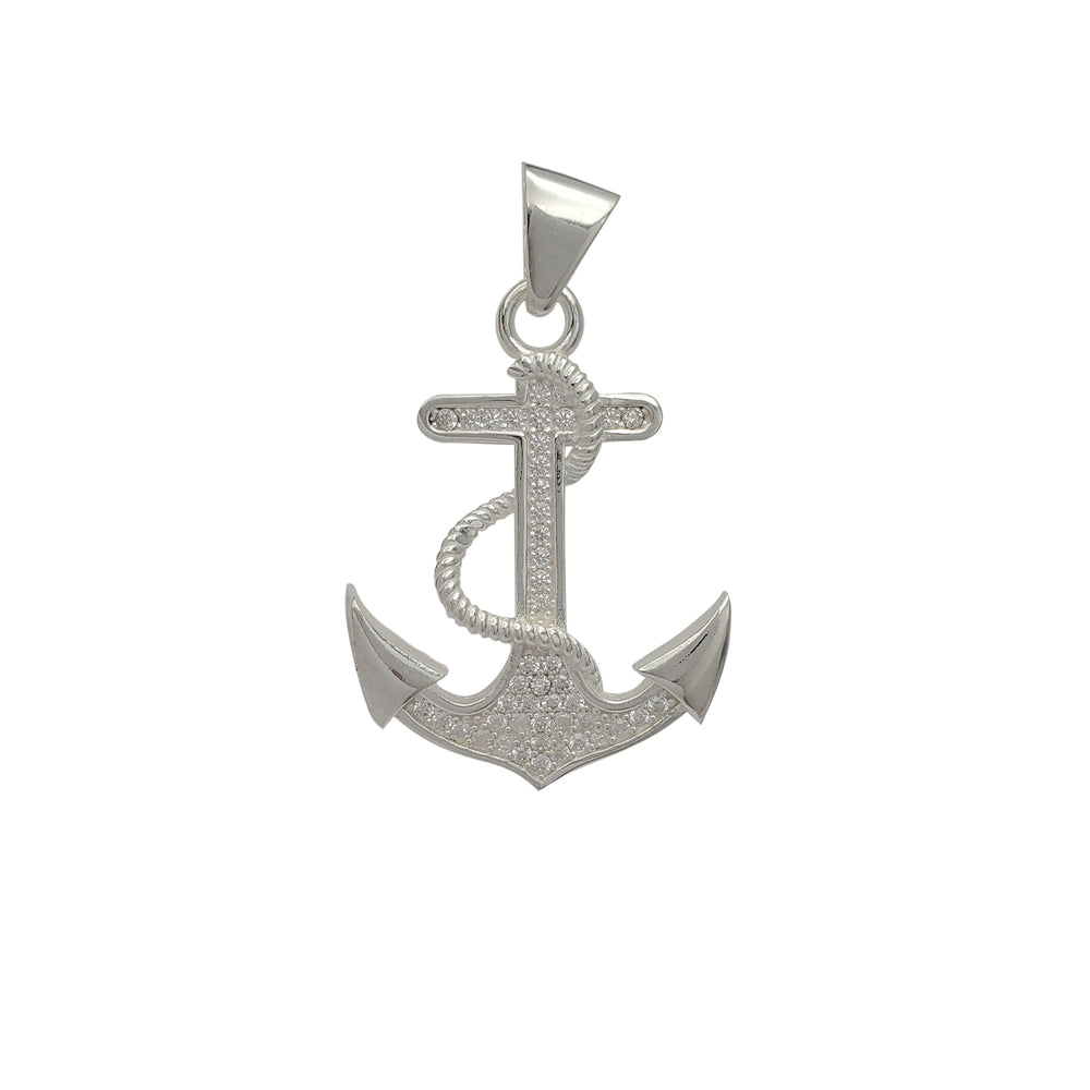 Zirconia Anchor Pendant (Silver)