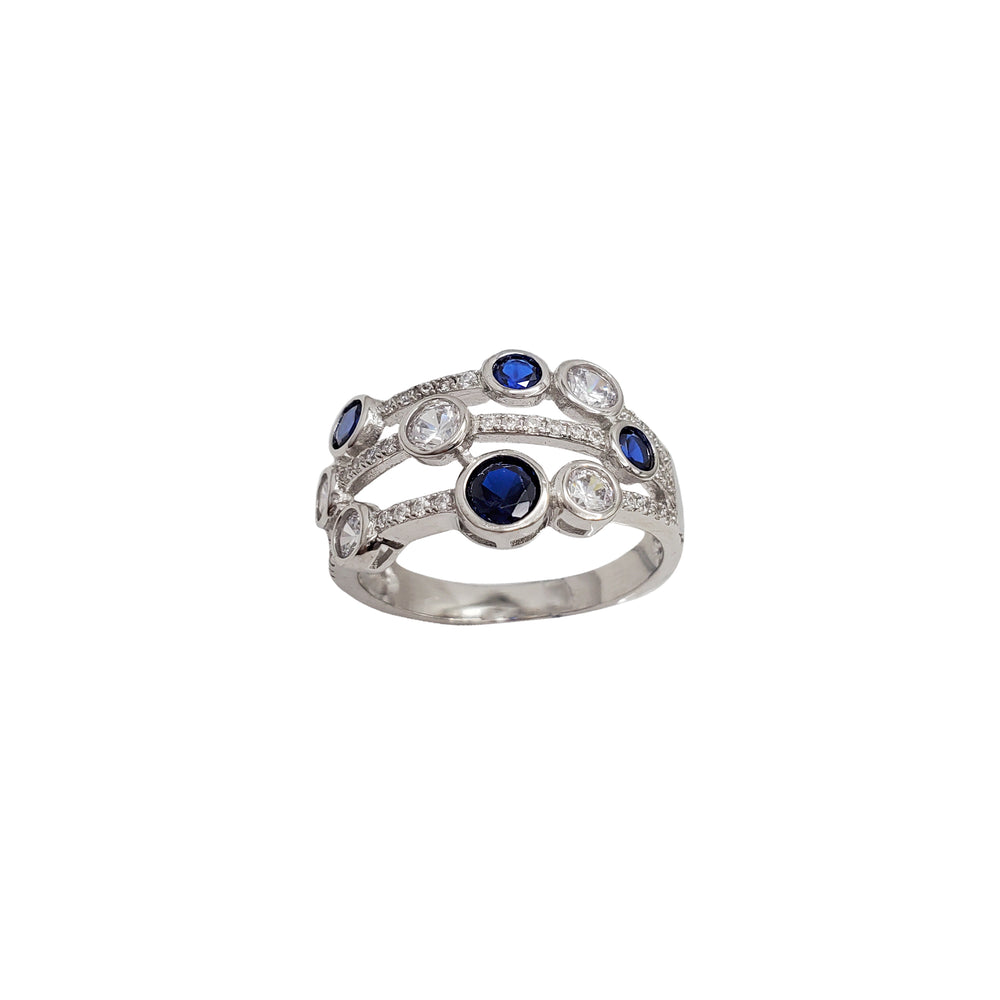 Blue and White Stones Ring (Silver)