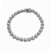 Round Zirconia Halo Tennis Bracelet (Silver)