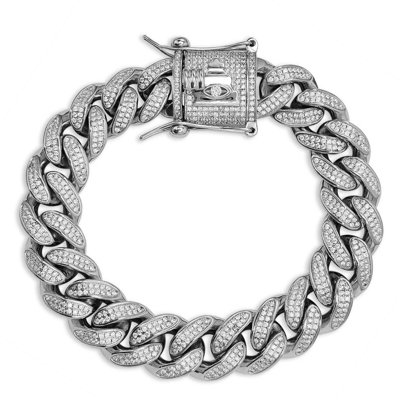 Zirconia Iced-Out Miami Cuban Necklace (Silver)