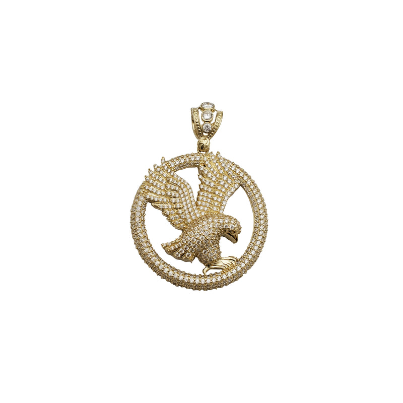 Yellow Gold Iced-Out Eagle Pendant (14K)
