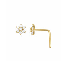 Flower CZ Nose Bond Piercing (14K)