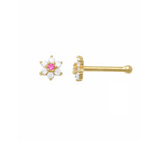 Flower CZ Nose Bond Piercing (14K)